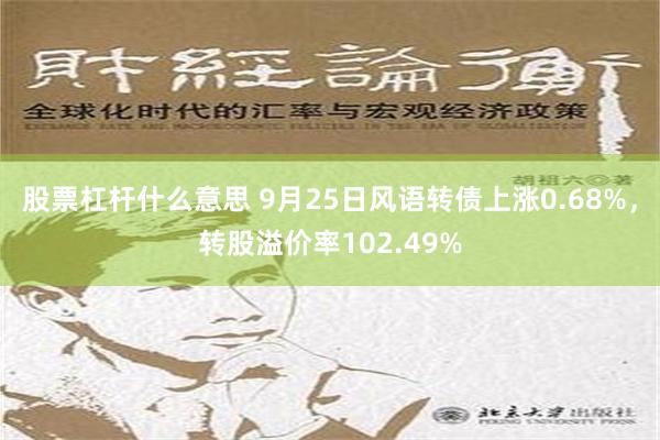 股票杠杆什么意思 9月25日风语转债上涨0.68%，转股溢价率102.49%