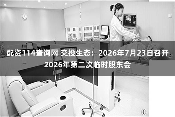 配资114查询网 交投生态：2026年7月23日召开2026年第二次临时股东会
