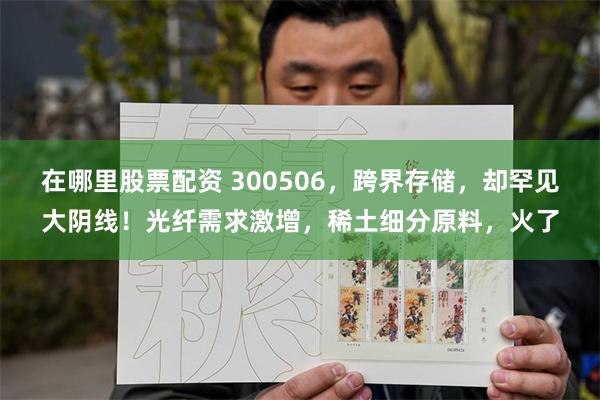 在哪里股票配资 300506，跨界存储，却罕见大阴线！光纤需求激增，稀土细分原料，火了